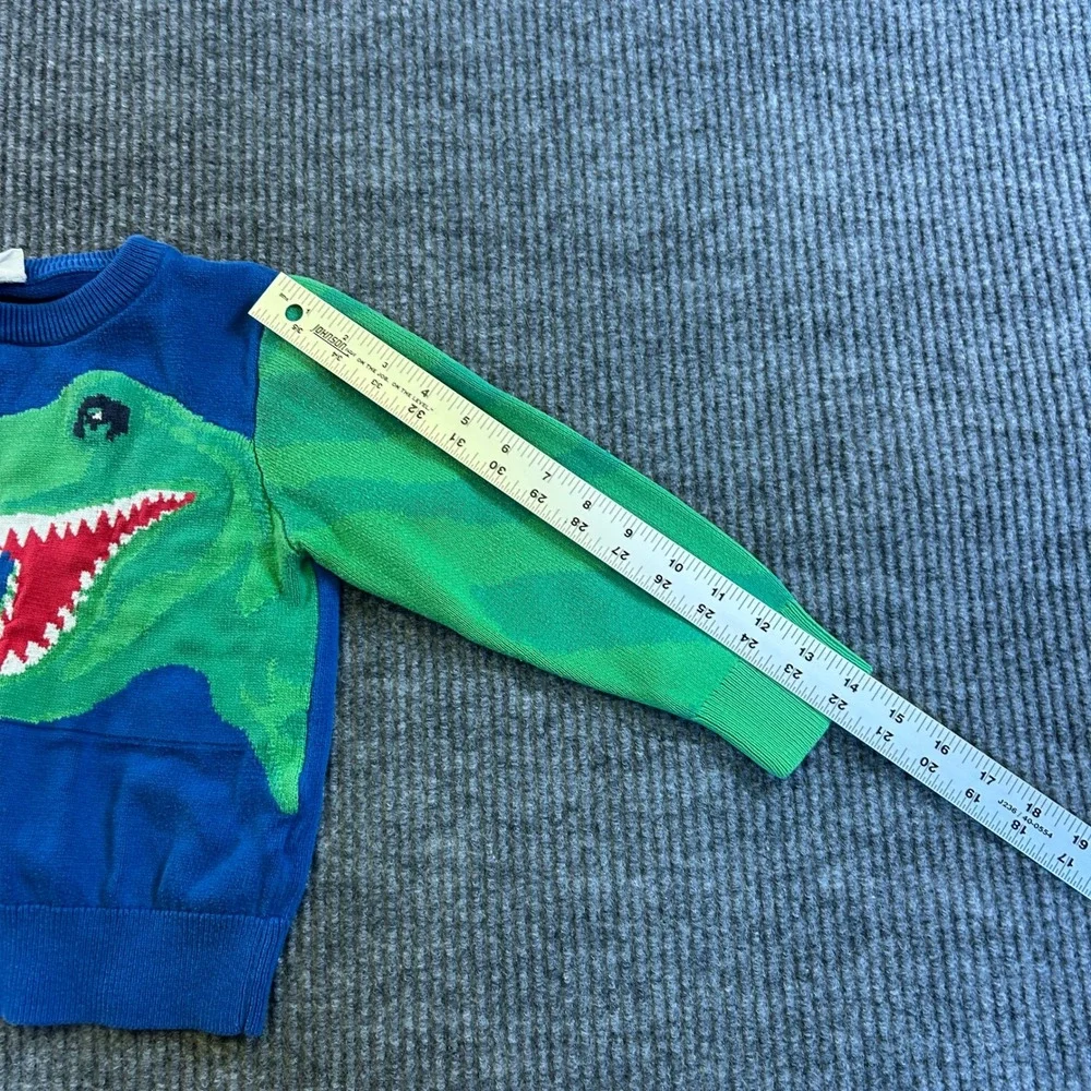 Baby Gap Toddler Boys Blue Green T-Rex Dinosaur Graphic Knit Sweater Size 5T